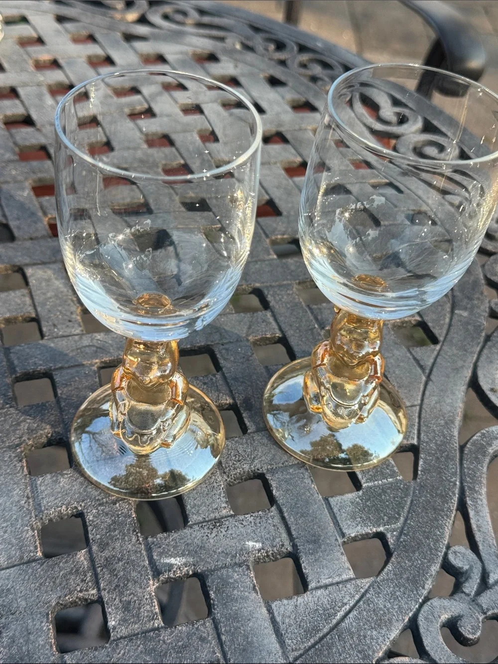 Vintage Walt Disney WINNIE THE POOH Amber Glass goblets